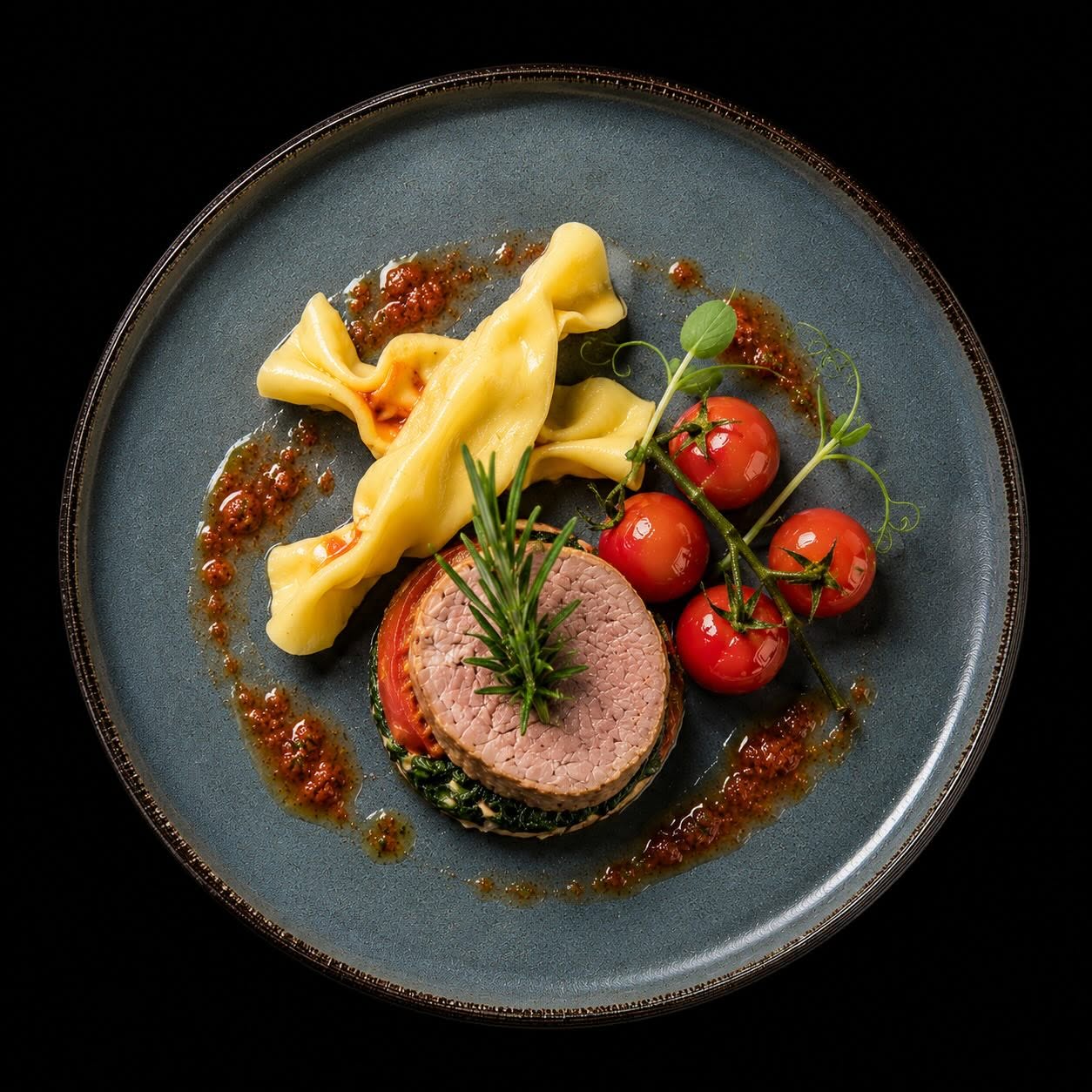 Assiette gastronomique de saison dressée par Traiteur Duchateau